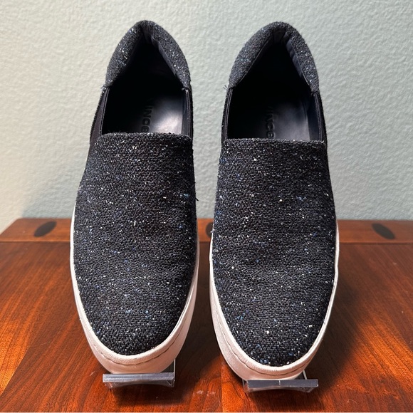 Vince The Warren Platform Sneaker Slip On Tweed Tennis Shoes Navy Blue Size 6.5 - Picture 4 of 12